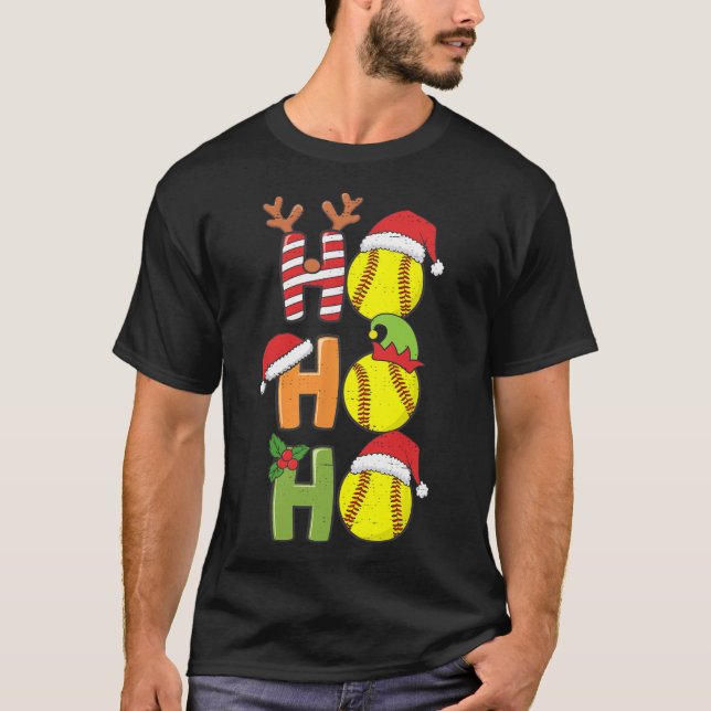 WeihnachtsSoftball Ho Ho Softball Xmas Sport Me T-Shirt (Vorderseite)