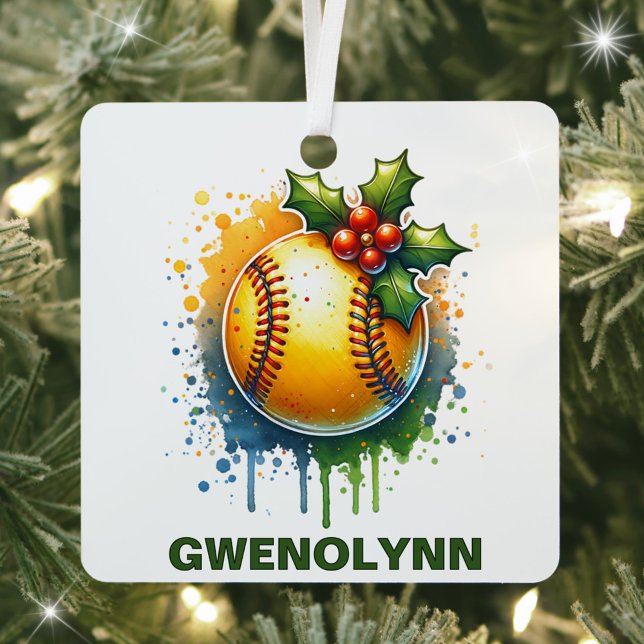 WeihnachtsSoftball-Individuelle Name Ornament Aus Metall (Von Creator hochgeladen)