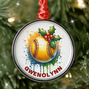 WeihnachtsSoftball-Individuelle Name Ornament Aus Metall