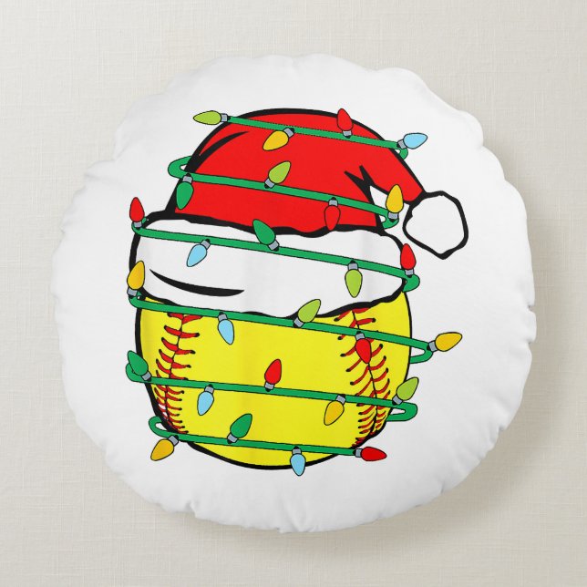 WeihnachtsSoftball Rundes Kissen (Vorderseite)