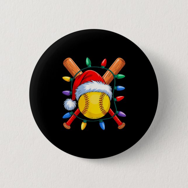 WeihnachtsSoftball Xmas Weihnachtsmann Mens Mäzen  Button (Vorderseite)