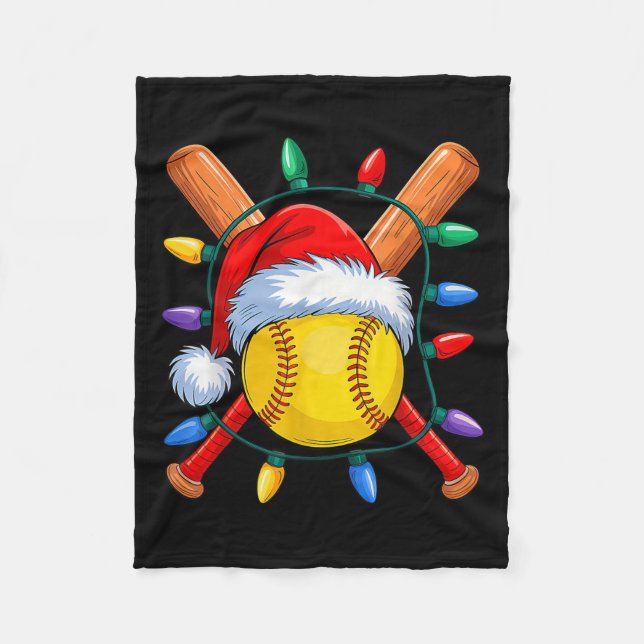 WeihnachtsSoftball Xmas Weihnachtsmann Mens Mäzen  Fleecedecke (Vorderseite)