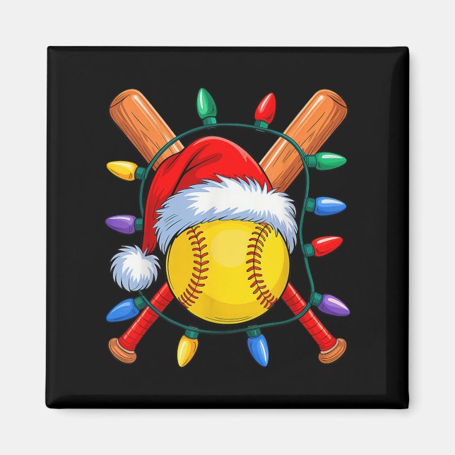 WeihnachtsSoftball Xmas Weihnachtsmann Mens Mäzen  Magnet (Vorne)