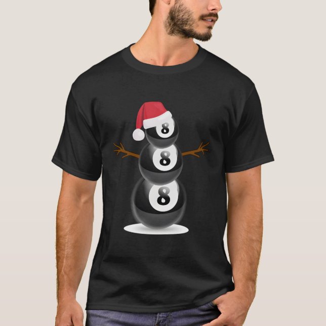 Weihnachtssommer Billiard Snowman Party Geschenk T-Shirt (Vorderseite)