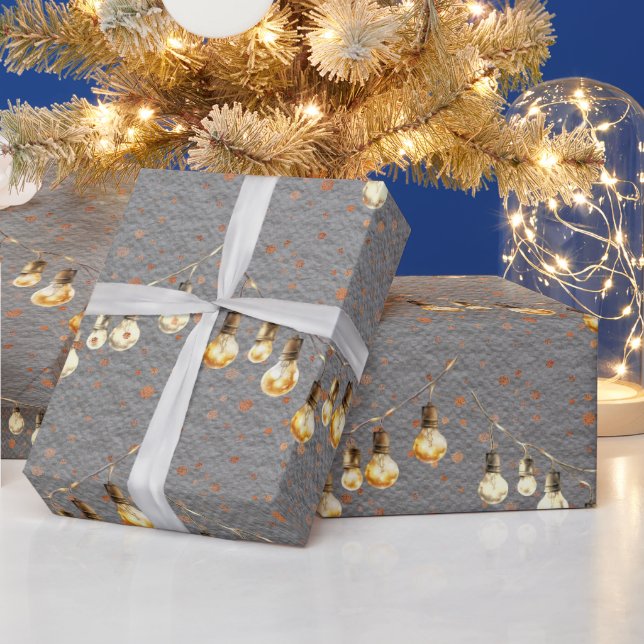 Weihnachtssommer mit Streichelleuchten Goldener Sc Geschenkpapier (Feiertage)