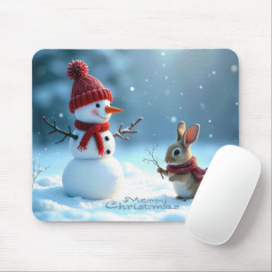 Weihnachtssonne mit Schneemann Mousepad