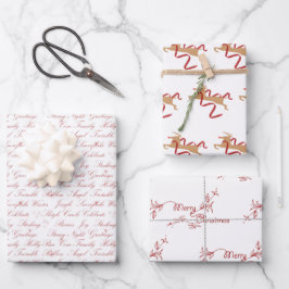 Weihnachtssortiment Roter Glitzer Geschenkpapier Set