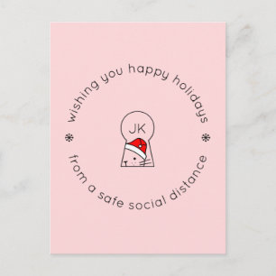 Weihnachtssozial Distanz Niedlich Funny Cat Monogr Postkarte