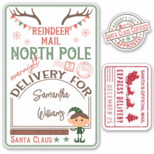 Weihnachtsspeziallieferung mit Namen Aufkleber