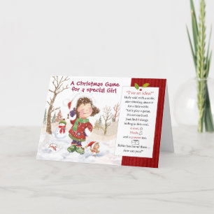 Weihnachtsspiel für Mädchen. 8 Dinge versteckt Karte