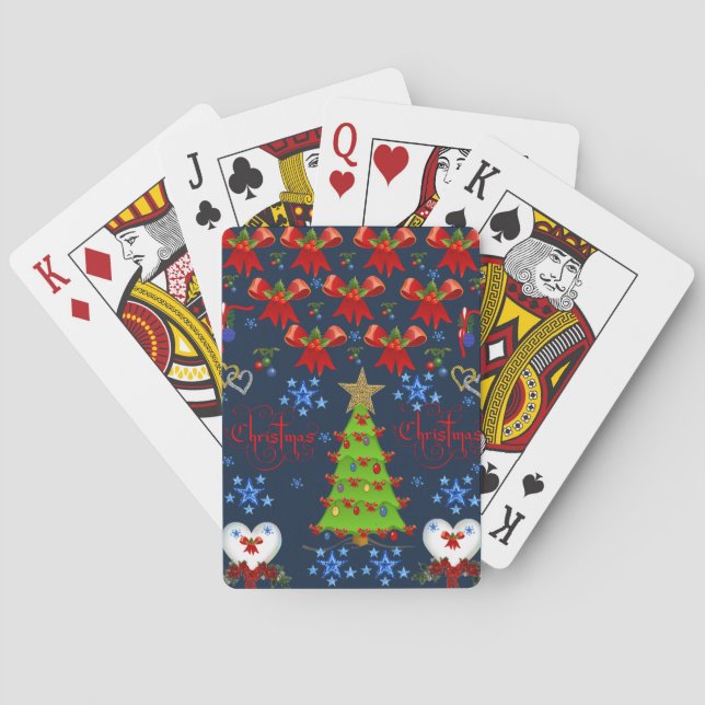 Weihnachtsspielkartendeck dunkelblau spielkarten (Rückseite)