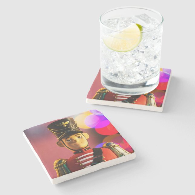 Weihnachtsspielsoldat Figur SlipperyJoe Gay pri Steinuntersetzer (Seitenansicht)