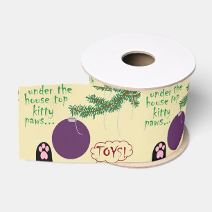 Weihnachtsspielzeug! Kitty-Paw-Ornament auf Baumzw Ripsband
