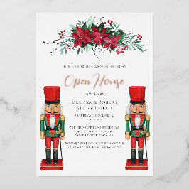 Weihnachtsspielzeug-Rose Botanisches Party Gold Folieneinladung