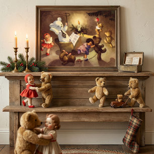 Weihnachtsspielzeug, Tanzpuppen, Teddybären Poster