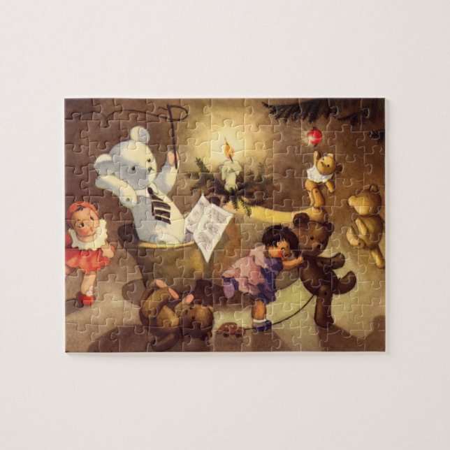 Weihnachtsspielzeug, Tanzpuppen, Teddybären Puzzle (Horizontal)