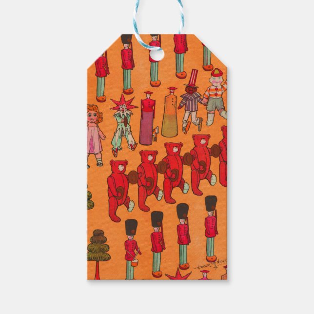 Weihnachtsspielzeug-Vintage Kinder spielen Geschenkanhänger (Vorderseite)