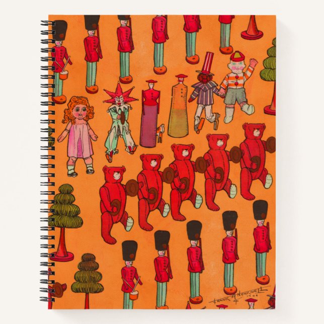 Weihnachtsspielzeug-Vintage Kinder spielen Notizbuch (Vorderseite)