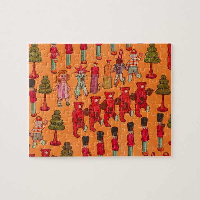 Weihnachtsspielzeug-Vintage Kinder spielen Puzzle (Horizontal)