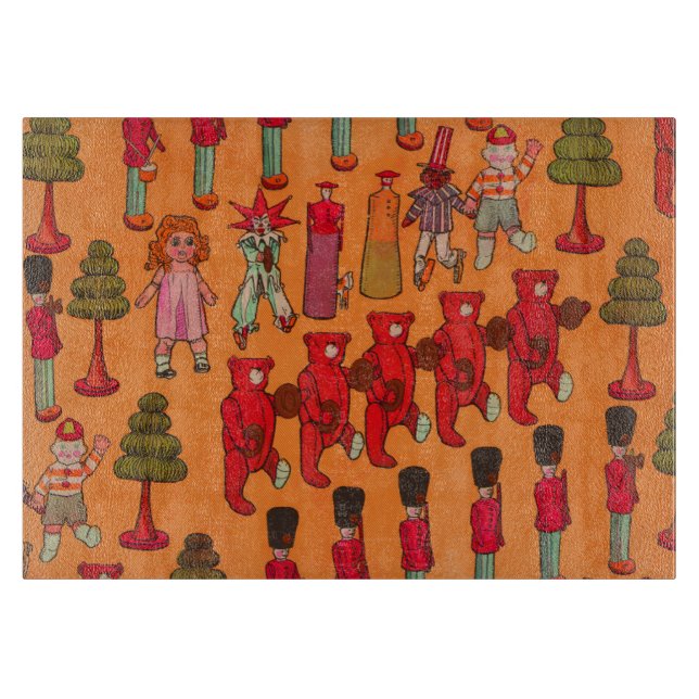 Weihnachtsspielzeug-Vintage Kinder spielen Schneidebrett (Vorderseite)