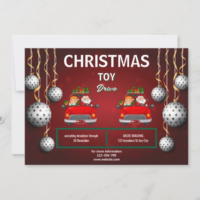 Weihnachtsspielzeugantrieb Einladung (Vorderseite)