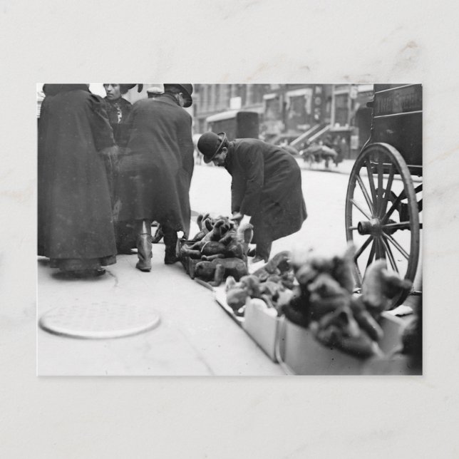 Weihnachtsspielzeugverkäufer Feiertagspostkarte (Vorderseite)