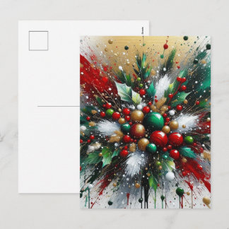 Weihnachtssplatter / Weiße Explosionen Feiertagspostkarte