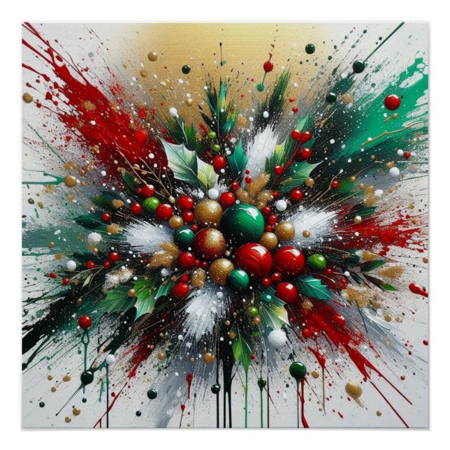 Weihnachtssplatter / Weiße Explosionen Poster (Vorderseite)