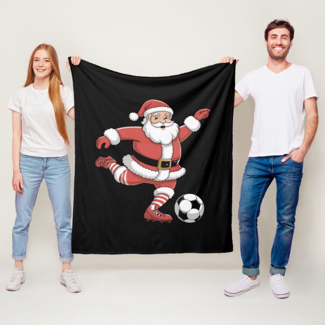Weihnachtssport in Santa Plays Fußball Fleecedecke (Beispiel)