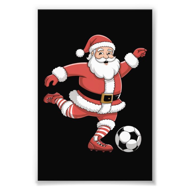Weihnachtssport in Santa Plays Fußball Fotodruck (Vorne)