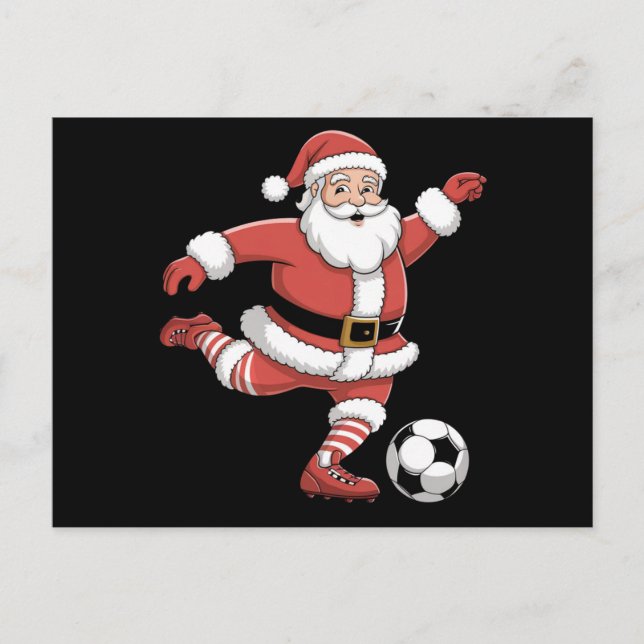 Weihnachtssport in Santa Plays Fußball Postkarte (Vorderseite)