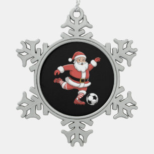 Weihnachtssport in Santa Plays Fußball Schneeflocken Zinn-Ornament