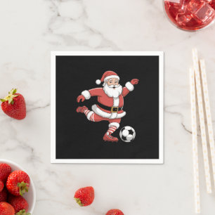 Weihnachtssport in Santa Plays Fußball Serviette