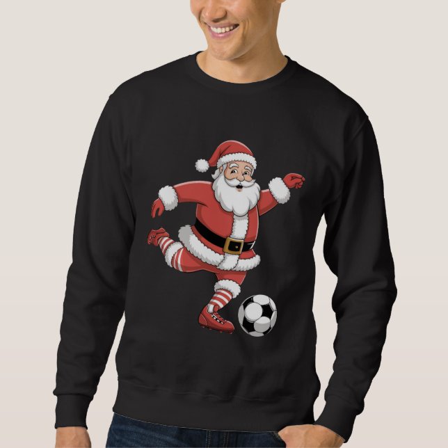 Weihnachtssport in Santa Plays Fußball Sweatshirt (Vorderseite)
