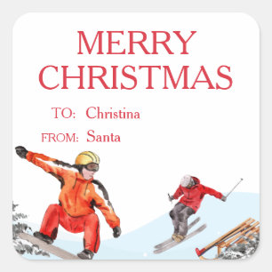 Weihnachtssport Klassische Schlittschuhe Quadratischer Aufkleber