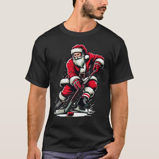 Weihnachtssport Weihnachten spielt Eishockey Weihn T-Shirt (Vorderseite)