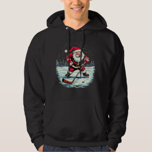 Weihnachtssport Weihnachtsmann spielt Eishockey, W Hoodie