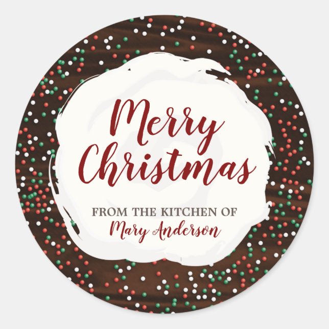 Weihnachtssprinklen Schokolade-Etikettenaufkleber Runder Aufkleber (Vorderseite)
