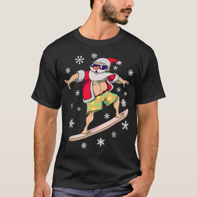 Weihnachtsssurf Hawaii Santa Hawaii Surfi T-Shirt (Vorderseite)