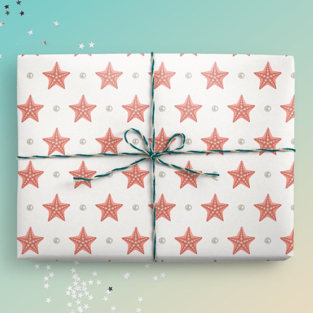 Weihnachtsstäbchen Geschenkpapier (Coastal Christmas Giftwrap Mockup)