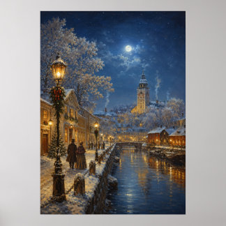 Weihnachtsstadt I - Fluss zu Weihnachten Poster