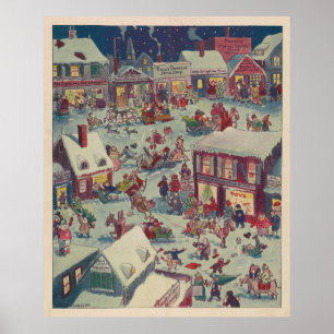 Weihnachtsstadt Illustration des Volkes (1918) Poster