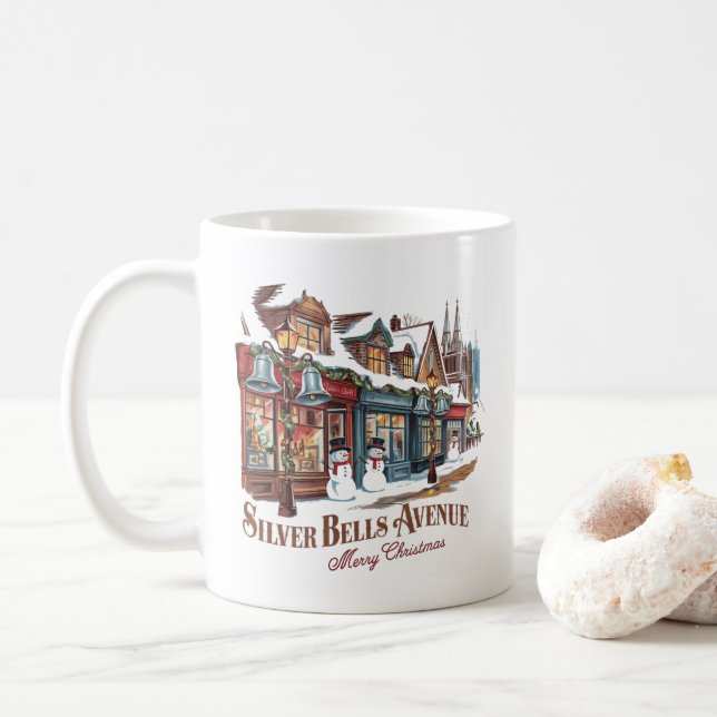 Weihnachtsstadt im 50er kaffeetasse (Mit Donut)