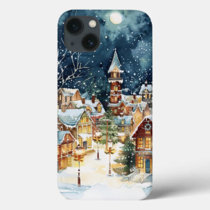 Weihnachtsstadt im Schnee illustriert Case-Mate iPhone Hülle