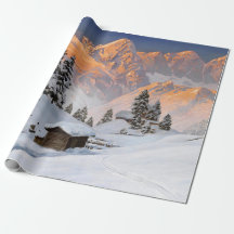 Weihnachtsstadt mit schneebedeckten Bergen