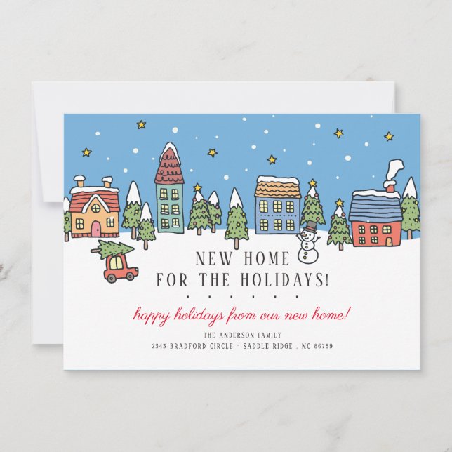 Weihnachtsstadt Neue Zuhause für Weihnachten Einladung (Vorderseite)