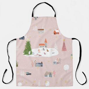 Weihnachtsstadt: Niedliche Vintage Landschaft Schürze