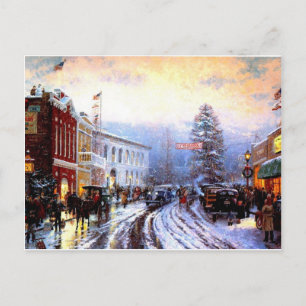 Weihnachtsstadt Vintage Feiertagspostkarte