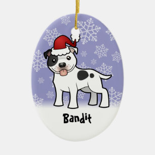 Weihnachtsstaffordshire-Bullterrier (addieren Sie Keramik Ornament