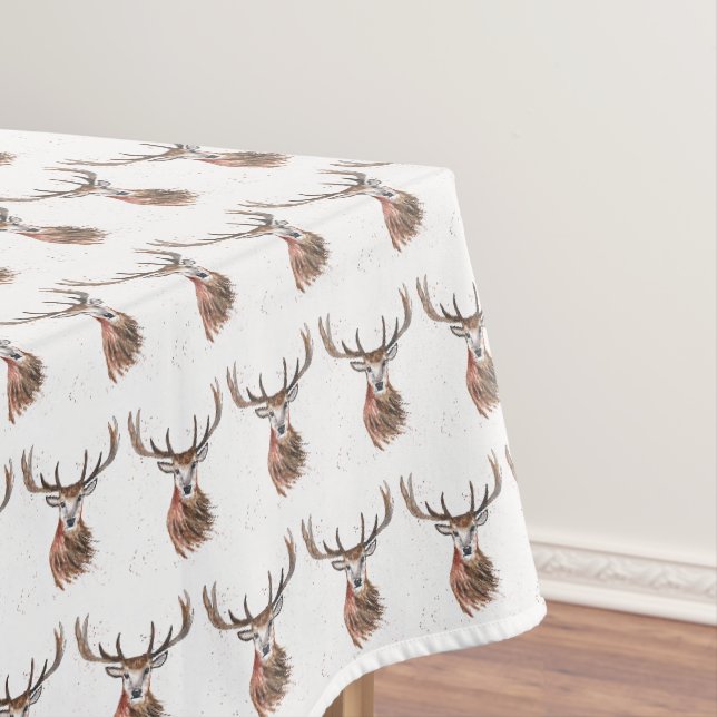Weihnachtsstag Hirsche Wasserfarbe Tierfest Tischdecke (Beispiel)